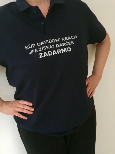 Čierne tričko Davidoff s elegantnou transferovou potlačou