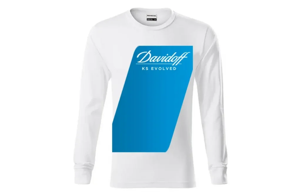Značková mikina Davidoff s decentnou sieťotlačou loga - firemný textil